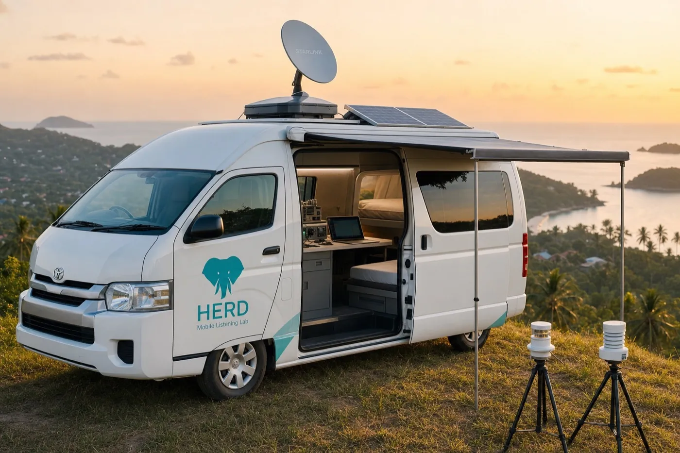 HERD — a mobile lab van with Starlink, solar panels and sensors on the coast of Thailand