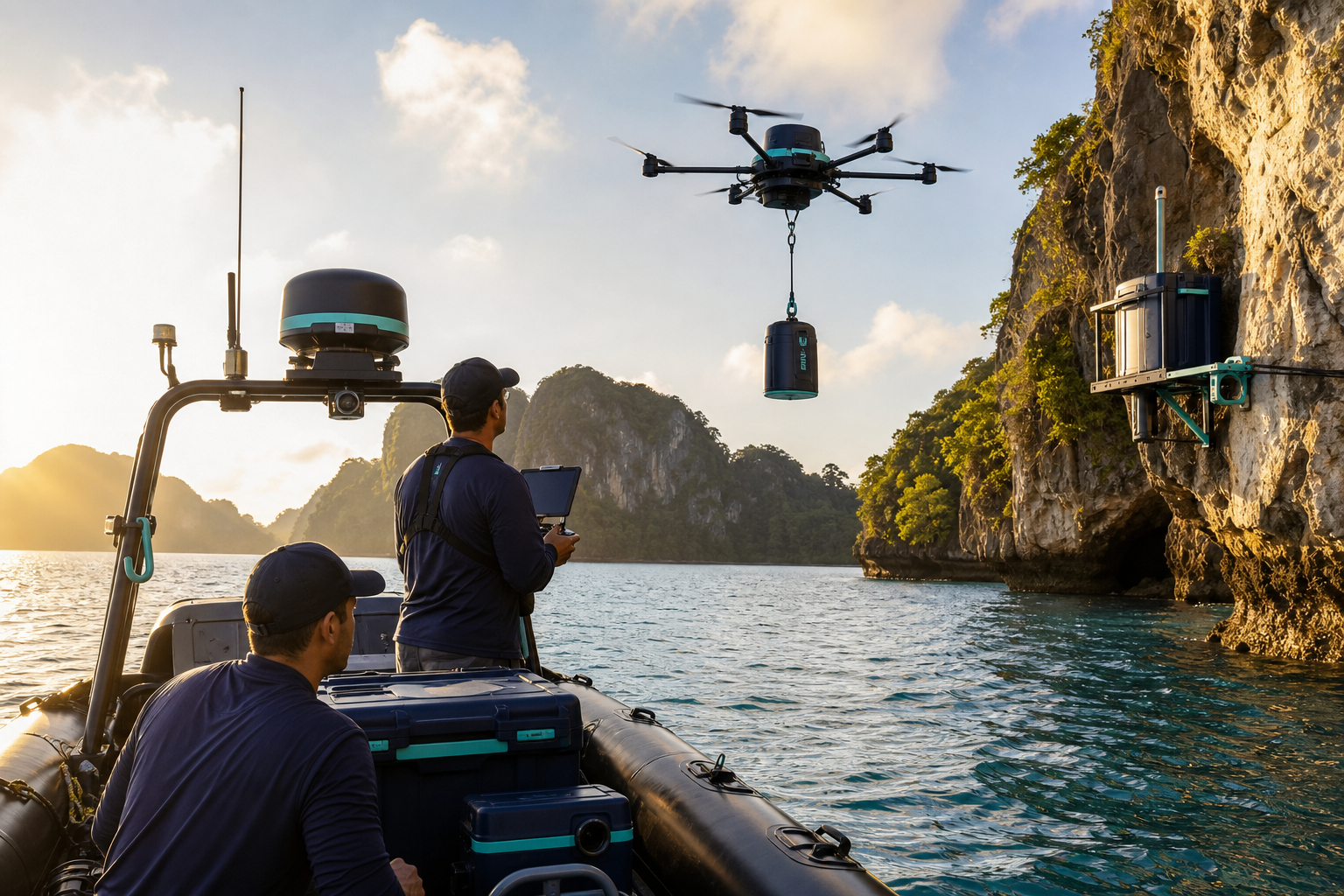 HERD sensor deployment by boat and drone