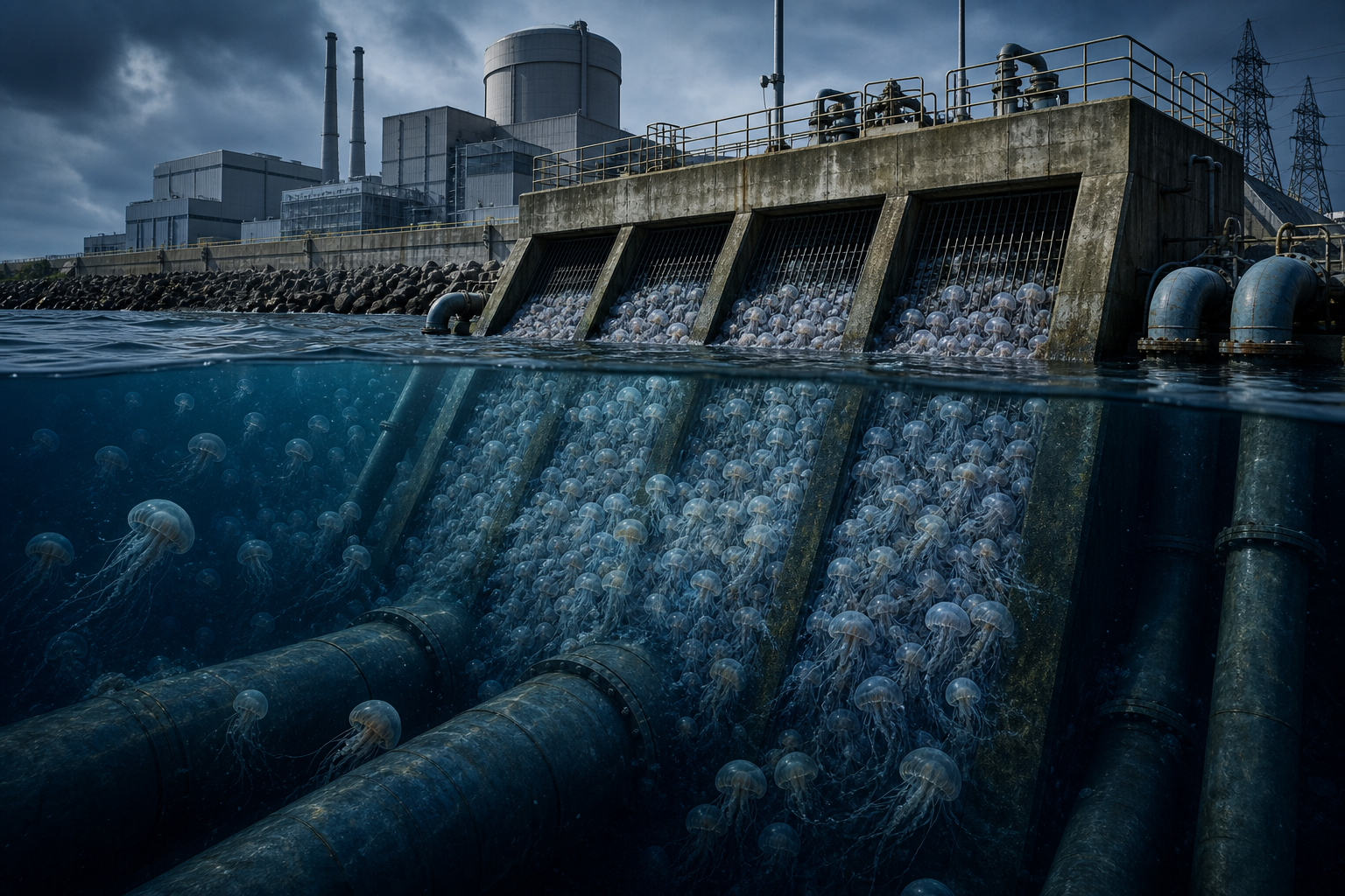 Jellyfish-clogged seawater intake