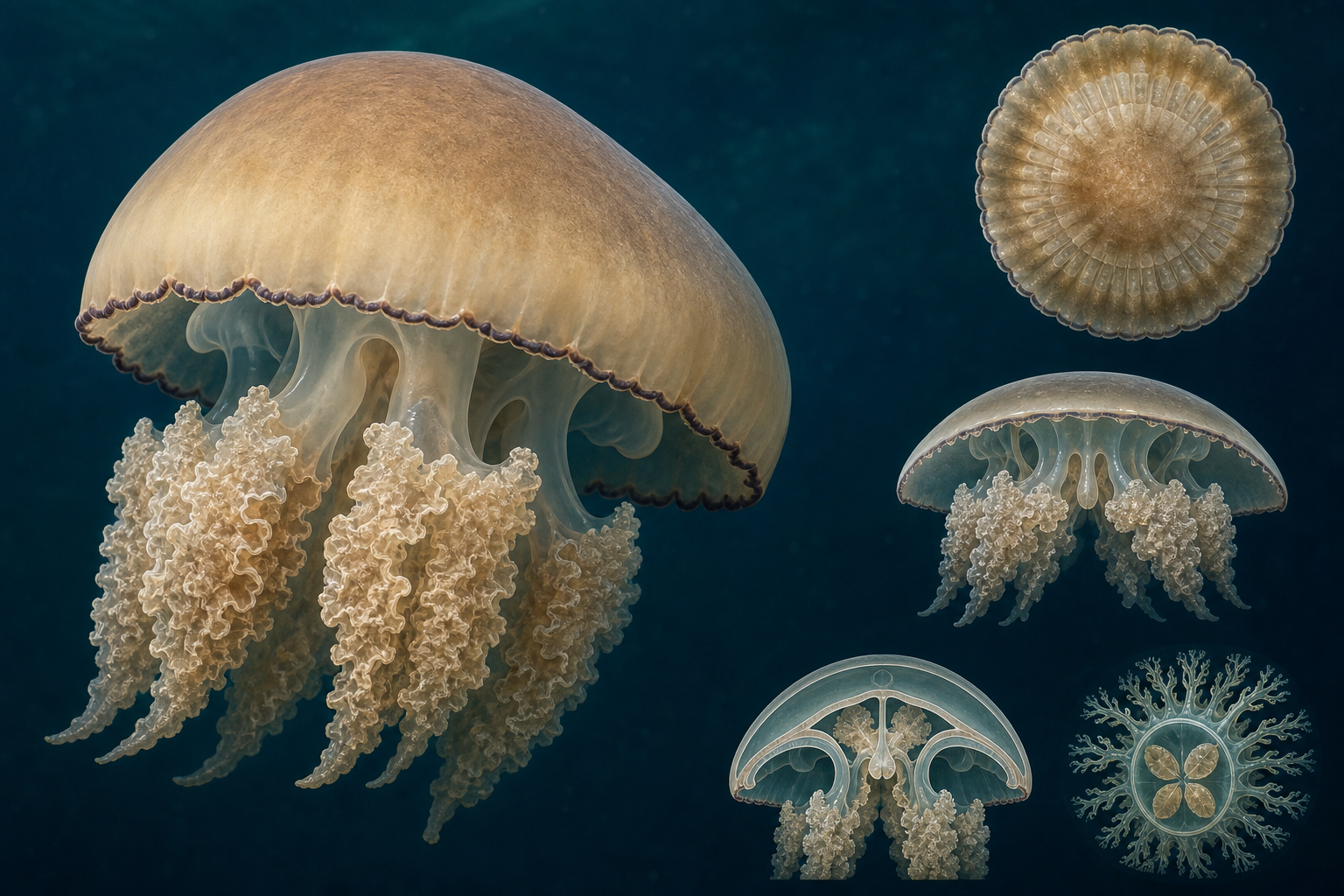 Rhizostoma Mediterranean barrel jellyfish