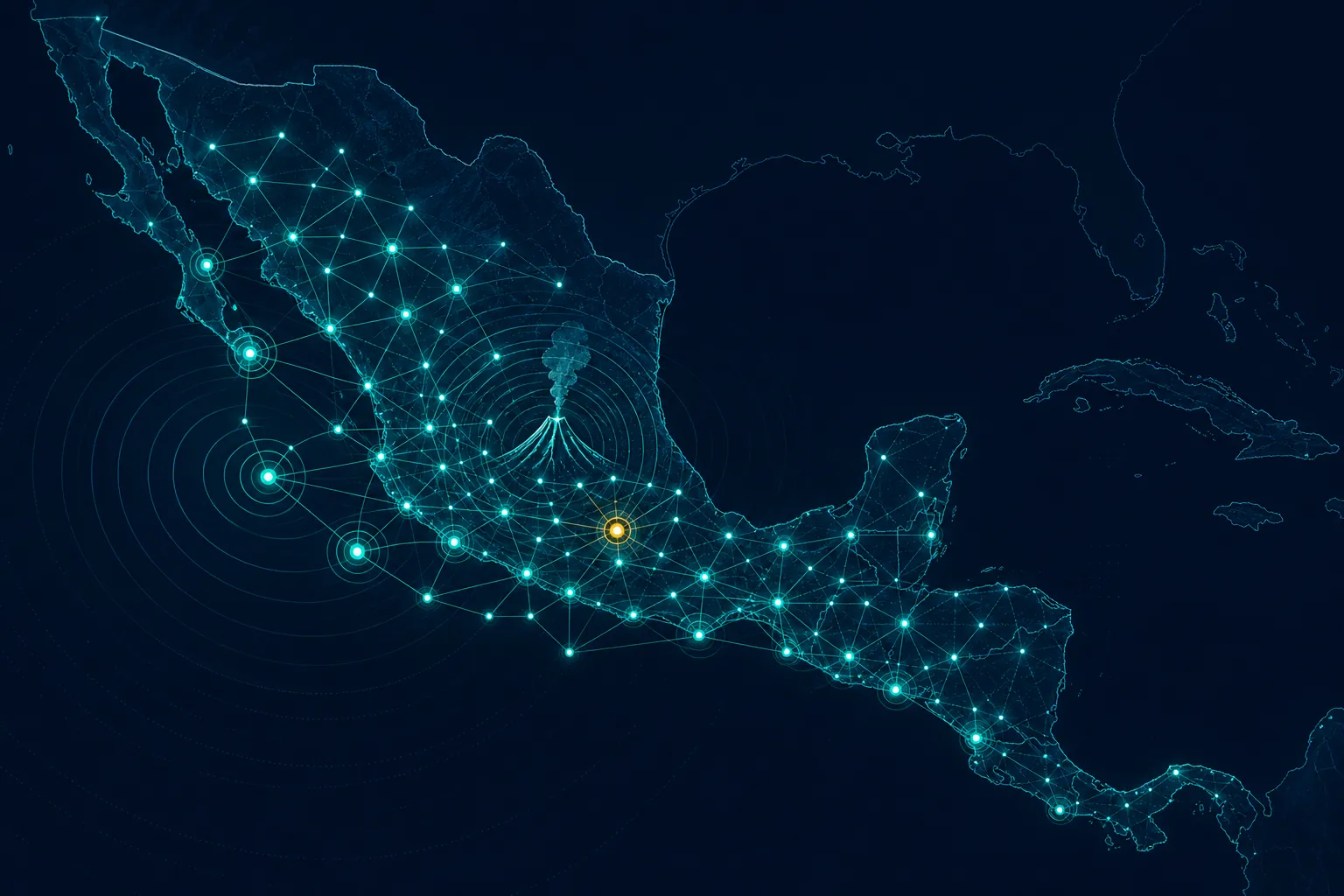 Conceptual map of a HERD sensor network across Mexico and Central America